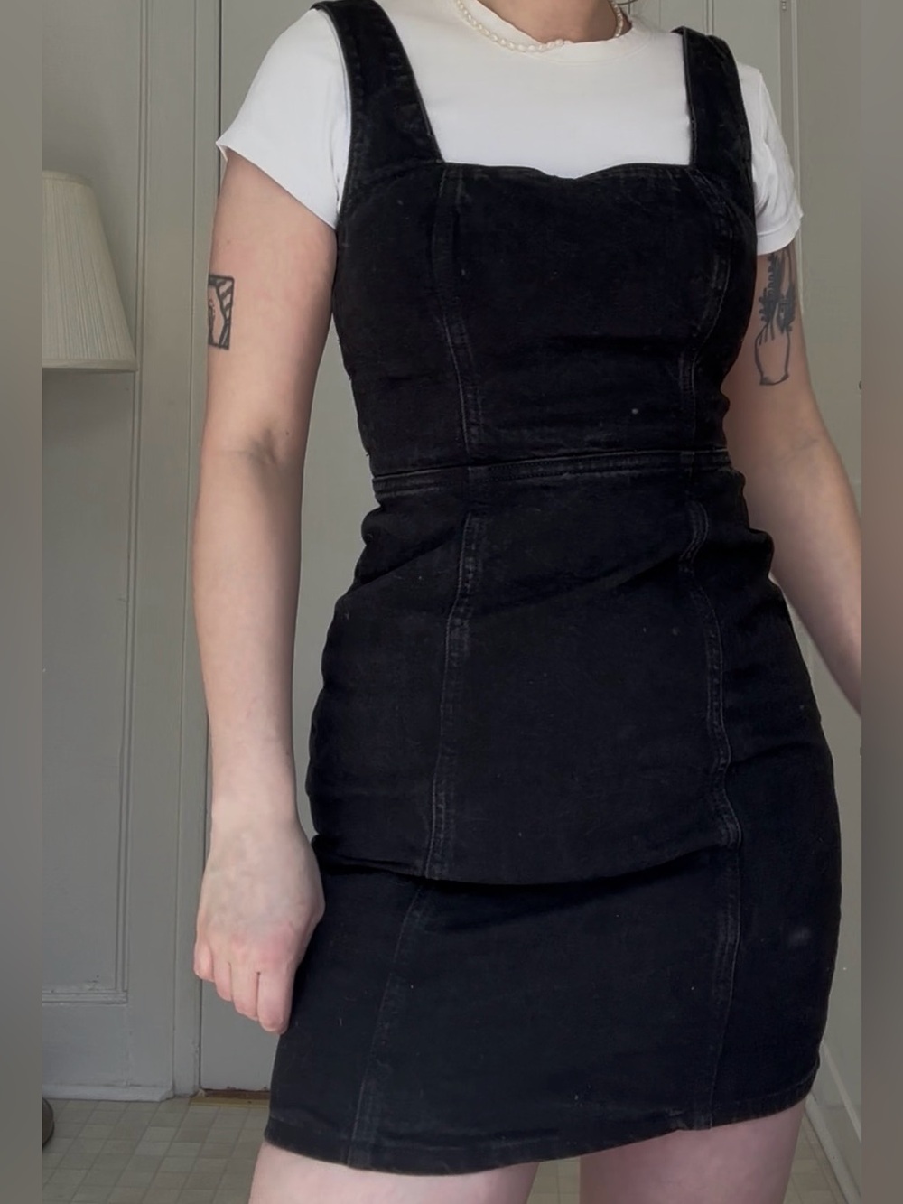 BDG Black Denim Sweetheart Mini Dress